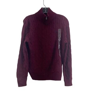 Polo Ralph Lauren Boys Burgundy Blue Henley Knit Pullover Sweater Cotton L NWT - Picture 1 of 5