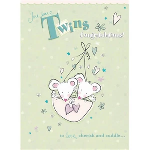New Baby Card - Baby Mice (Twins) - Congratulations - 70172 - Picture 1 of 1