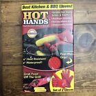 HOT HANDS KITCHEN & BBQ SILICONE GLOVES HEAT RESISTANT SET OF 2  NEW IN BOX