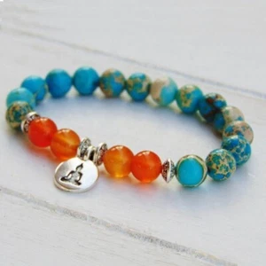 Pulsera de cuentas de jaspe 8 mm cuentas pulsera de yoga jaspe - Imagen 1 de 4