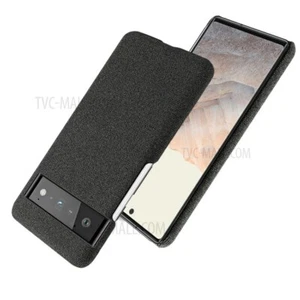 Google Pixel 6 Pro Tuch beschichtet Hartkunststoff Handyhülle Cover Schwarz Stoffhülle - Bild 1 von 2