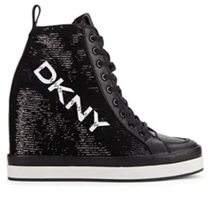 Damen-Sneaker DKNY Sophie Keilabsatz schwarz Größe 6M - Bild 1 von 7