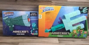 NERF Super Soaker Minecraft Glow Squid Water Blaster & Trident Bundle LOT NIP - Picture 1 of 10