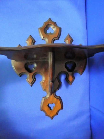 Antique Mahogany Wood CORBEL Wall Bracket Shelf Treen Cover