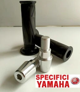 Manopole Nere 120 mm DOMINO + Contrappesi ARGENTO per Yamaha TZR 50 2003-2006 - Picture 1 of 6