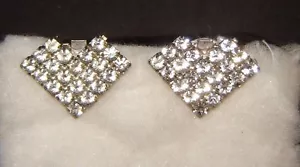 VINTAGE SHOE CLIPS RHINESTONE BLUETTE HEART SHAPE - Picture 1 of 2
