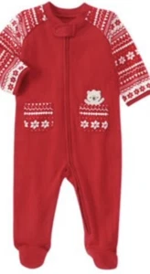 NWT Infants 0-3 mo Gymboree HOLIDAY SHOP Cotton RED/White Fair-Isle Bear SLEEPER - Picture 1 of 6