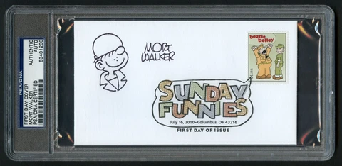 Mort Walker signed autograph Postal Cover w/ Original Beetle Bailey Sketch PSA Cover