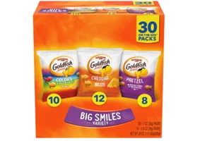 Goldfish Crackers Big Smiles Variety Pack with Cheddar, Colors, and Pretzels, Sn - Picture 1 of 9