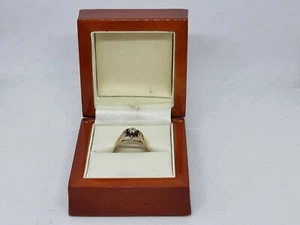 9ct Yellow Gold Ring with Diamond and Sapphire - Picture 1 of 6