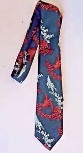 "Corbata vintage verde oscuro cuello Dino Orsini cigüeñas diseño flores 56" - Imagen 1 de 4