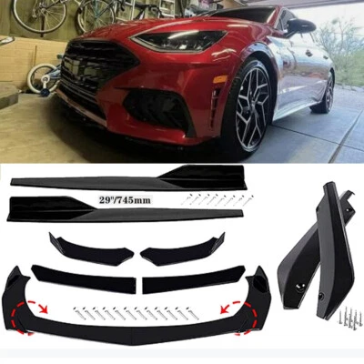 Front Bumper Rear Spoiler For Hyundai Sonata Black Body Kit+29" Side Accessories - Image 1 of 4