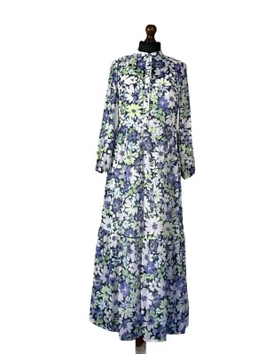 Everbelle Dress Size 6 Modest Lilac Chiffon Floral Tiered Button Long Sleeves - Image 1 of 4