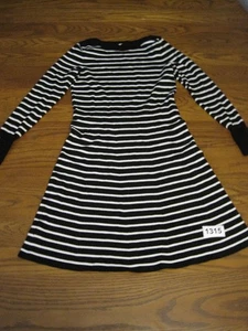 Ann Taylor LOFT Damen XXSP Petite schwarz weiß gestreifter Pullover klassisches Strickkleid - Bild 1 von 12