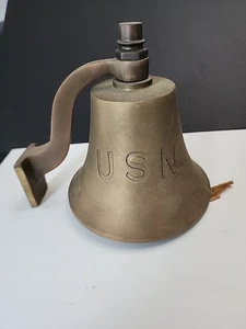 U.S. Navy USN Brass Ships Bell Wall Mounted VINTAGE 6” X 5 3/4” Vintage (KO) - Picture 1 of 6