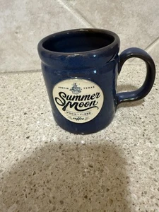 Deneen Pottery Coffee Mug Summer Moon Wood Fired Austin Texas Navy Blue - Picture 1 of 6