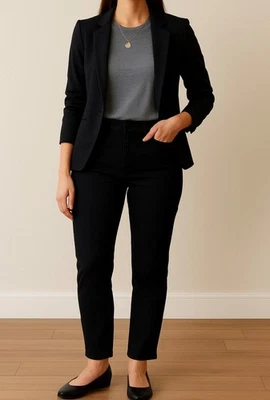 Jeans NYDJ lucidi casual 12 Sheri slim nero sollevamento tuck spacco alla caviglia nuovi con etichette 5 tasche - Immagine 1 di 4