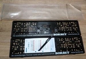 Borbet Kennzeichenhalterung + Borbet Kugelschreiber KFZ Kennzeichen Felgen Auto - Picture 1 of 8