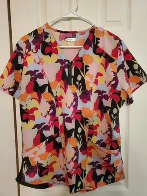 WOMENS SCRUB TOP, SCRUBAID  BRAND,SZ L. - Image 1 of 4