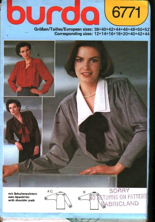 6771 Vintage Burda SEWING Pattern Misses Button Up Blouse Shirt Top UNCUT 12-44 - Image 1 of 1