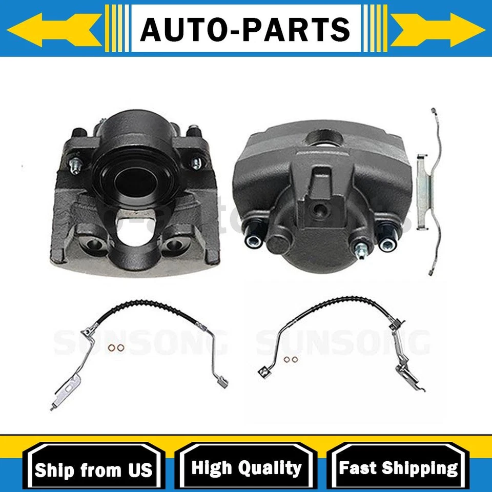 Pinça de freio dianteira com mangueiras motorista passageiro lateral compatível com Dodge Caravan 3.3L_ - Imagem 1 de 4