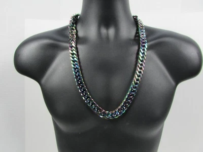 Collar de cadena de eslabones de acero inoxidable iridiscente Invicta Jewelry 28" Foto 1 de 3