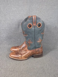 Ariat Square Toe Ranchero Westernstiefel Cross-Inlay braun türkis Gr. 10,5 D 10015285 - Bild 1 von 10
