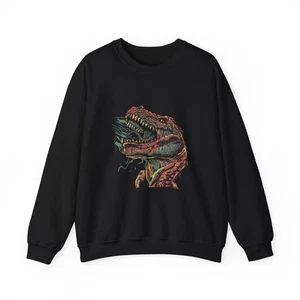 Dinosaurier Grafik Rundhalsausschnitt Sweatshirt, süßes Sweatshirt, lustiges Geschenk, lässiges [...] - Bild 1 von 16