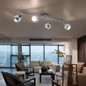 Binario Faretti Spot Plafoniera da Soffitto 4 Fiamma Mobile L 83 CM - Foto 1 di 5