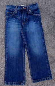 Vtg Lee Jeans Boys Size 5 Regular Blue Denim Elastic Waist Dungaree 22" x 18" - Picture 1 of 4