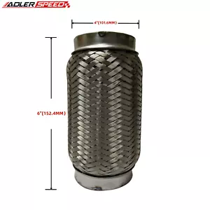 4" ID Exhaust Flex Pipe Double Braid Heavy Duty Stainless Steel Coupling 6" OL - Bild 1 von 5