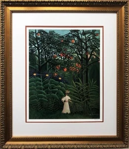 "Base Henri Rousseau ""Mujer caminando en un bosque exótico"" ENMARCADA Barnes ¡Nueva! - Imagen 1 de 5