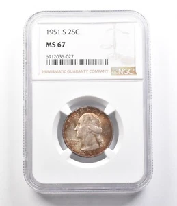 1951-S Washington Quarter MS67 NGC Beautiful Tone *2601 - Picture 1 of 3