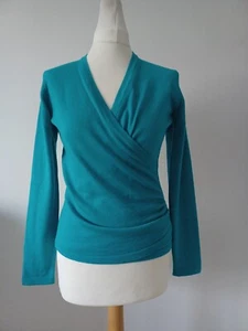 Jersey KETTLEWELL 100 % lana merino imitación envoltura turquesa XS - Imagen 1 de 16