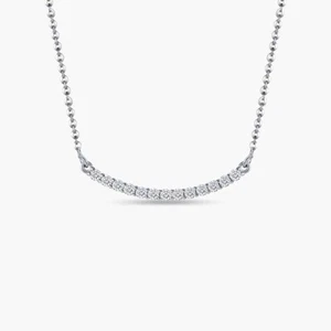 0.20 Ct Round Cut Natural Diamond Bar Pendant Necklace 925 Sterling Silver - Picture 1 of 4