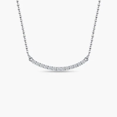 0.20 Ct Round Cut Natural Diamond Bar Pendant Necklace 925 Sterling Silver - Image 1 of 4