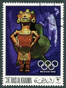 RAS AL KHAIMA 1968 3r SW275 used NG Summer Olympic Games Mexico (II) AIR #B03 - Picture 1 of 1
