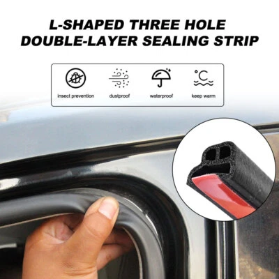 32.8Ft L-Shaped Door Sealing Strip Weatherstrip Edge Molding Trim Fit for Chevy - Image 1 of 4
