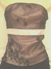 Women's For Women Black & Pink Lace Voile Overlay Pink Sash Bandeau Top 10 UK