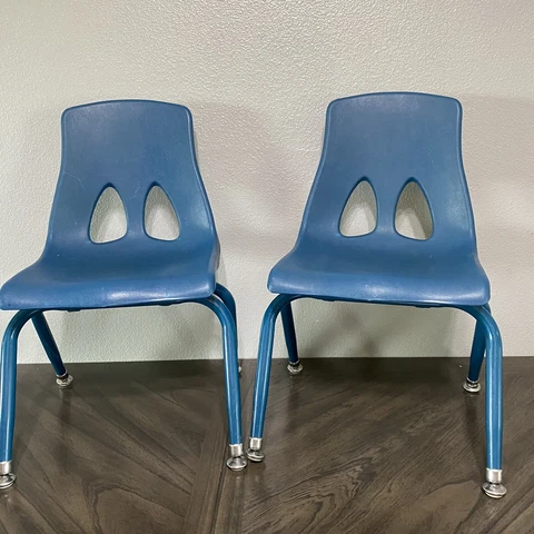 Preschool Kids Chair By Lakeshore Classic Stacking Chairs Daycare Lot Of 4 Blue Cover