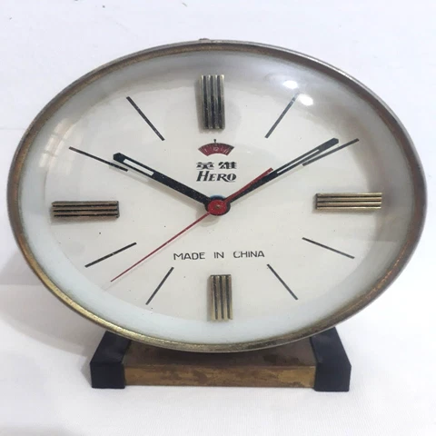Hero Vintage Metal Wind Up Alarm Clock China Wind-Up mechanical Works Working Cover