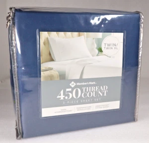 Twin/TwinXL Sheet Set Navy Blue 100% Hygrocotton Fitted Flat and Case New In Bag - Picture 1 of 7