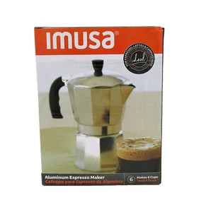 Imusa Aluminum stovetop Espresso Maker makes up to 6 cups cool touch handle NIB - Picture 1 of 12