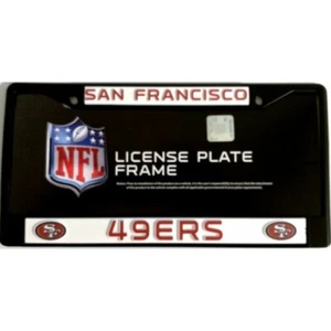 sf san francisco 49ers nfl football team logo black license plate frame usa made - Picture 1 of 1