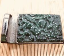 Vintage Style Gift Burma Green Color Jade Belt Buckle (JBB36)