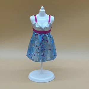 Barbie Fashionistas Doll Dress Silver Blue Pink Butterflies Rare Outfit - Picture 1 of 10