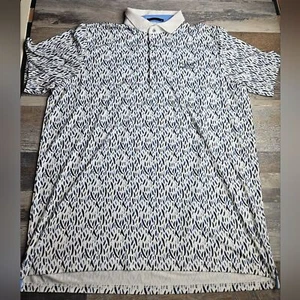 Greyson Men's Polo Shirt XXL Blue Feather Pattern Chenal Country Club Golf - Picture 1 of 11