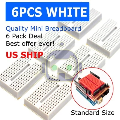 MINIDUINO 6pcs White Breadboard SYB-170 Tie-points Solderless Prototype PCB Circuit Board