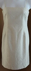 Kay Unger Crème White Embroidered Beaded Floral A Line Silk Dress 10P - Picture 1 of 9