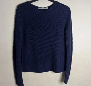 Zara Knit Women’s Navy Blue Knitted Jumper Pullover Size Small - Picture 1 of 2